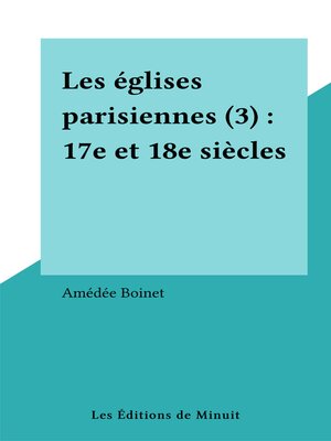 cover image of Les églises parisiennes (3)